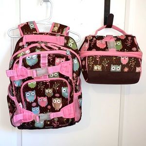Pottery Barn Kids owl backpack and lunchbox
